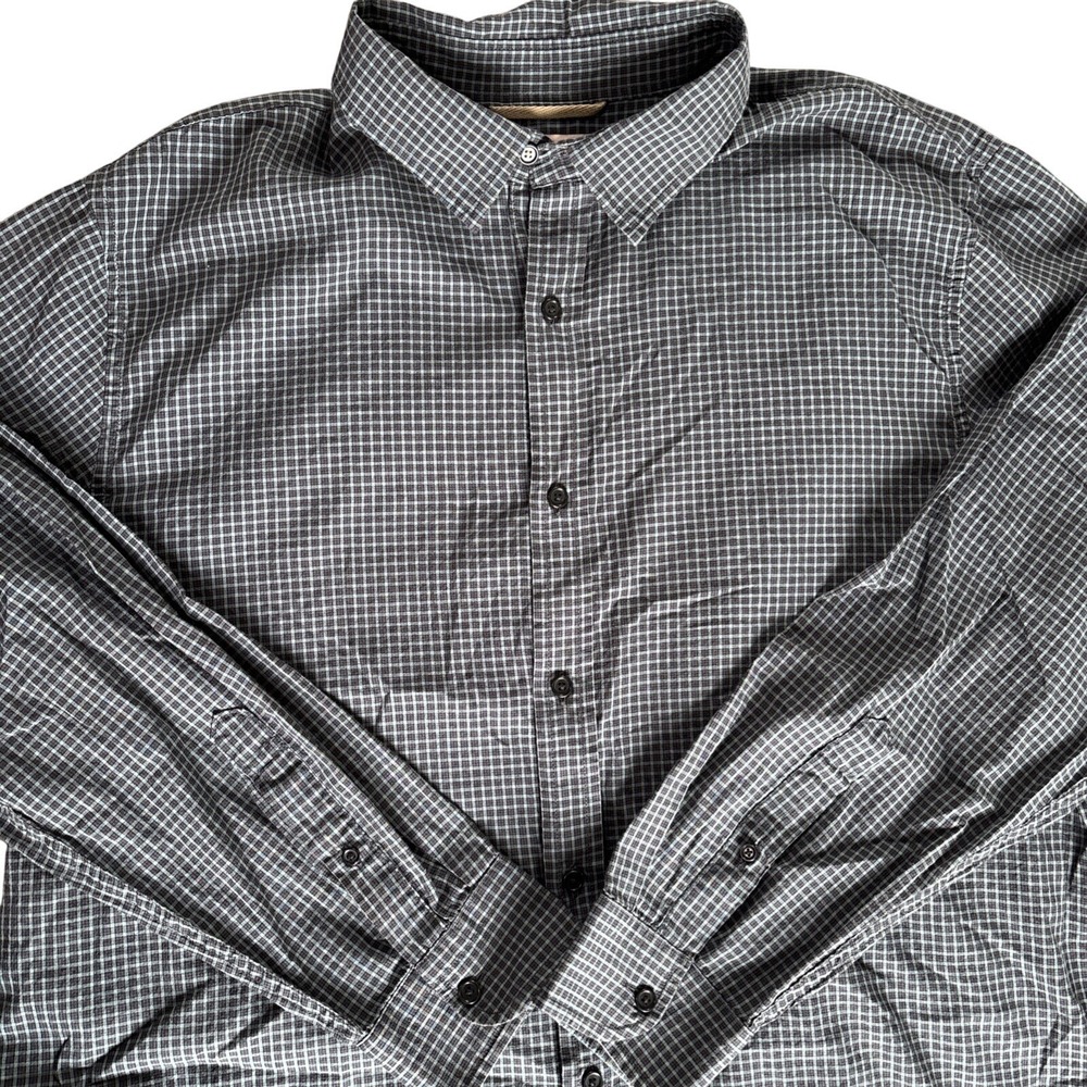 Banana Republic Heritage Collection Mens XL Slim Fit Micro Check Shirt Grey Teal